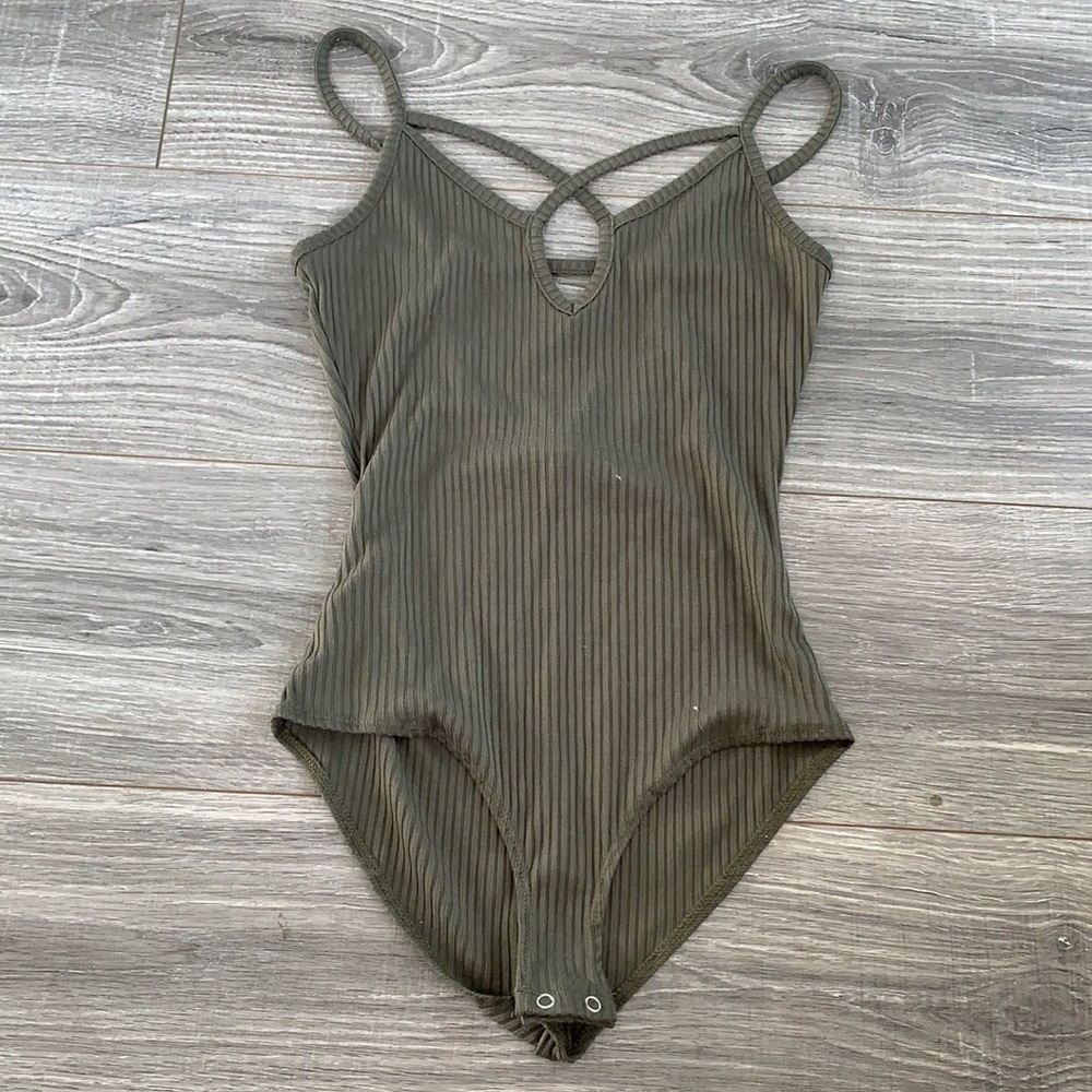 Navy green body suit